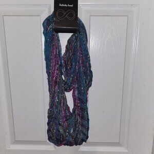 Womens Infinity Scarf Multicolor with Lurex Threads Accents Blue Purple